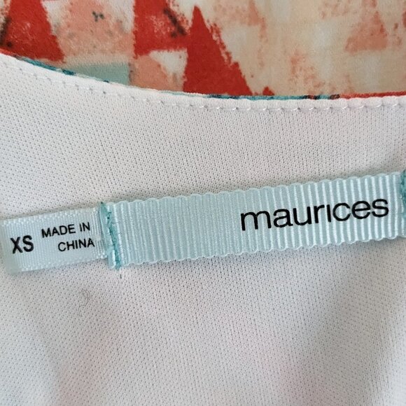 WOMEN'S "Maurices" Teal/Orange Tank Sundress w Tie; Pleated Neck; Size XS - Picture 4 of 6